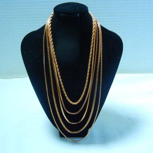 FIVE (5) COSTUME ROSE GOLD NECKLACES WEAR TOGETHER OR SEPARATELY